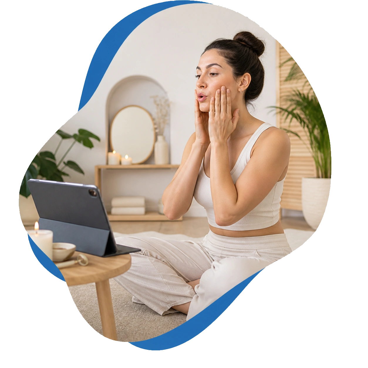 Prática de Yoga Facial